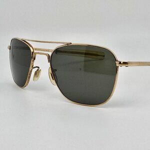 American Optical AO FG-58 Gold Frame Grey Glass Lens Aviator Pilot Sunglasses